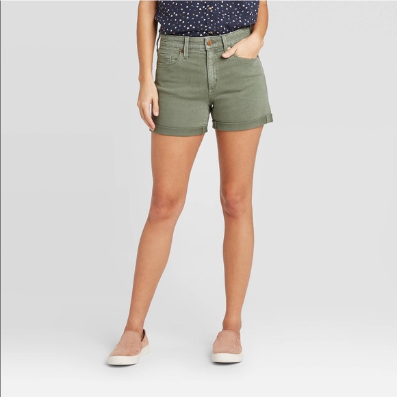 High-rise olive jean shorts - Picture 1 of 5